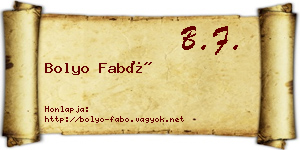 Bolyo Fabó névjegykártya